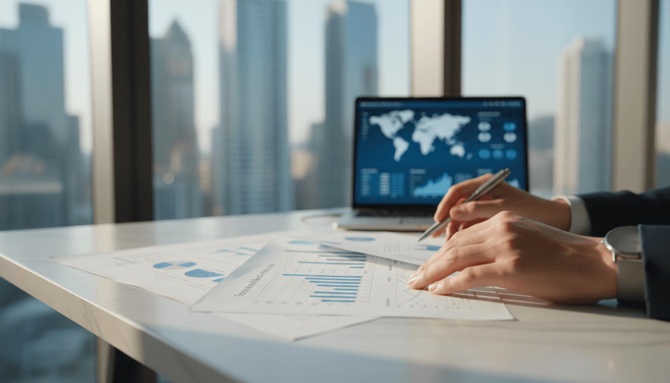 Investment strategy workspace with global market data